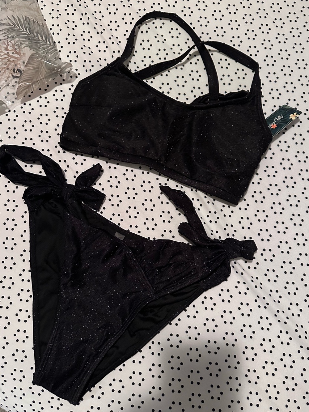 Black Sparkle Two-Piece Bikini Set